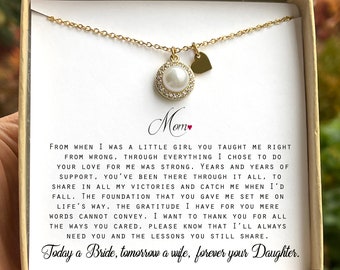 Mother of the Bride Gift Wedding Day Gift for Mom Gifts for Mom from Daughter on Wedding Day Custom Gift from Bride For Mothers Day pearl