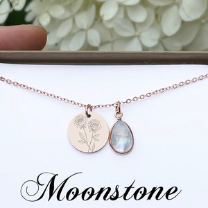 Mother's day gift for her mom mother aunt grandma sister Personalized gift Moonstone necklace coworker graduation june birthday birthstone