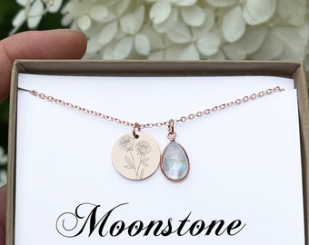 Mother's day gift for her mom mother aunt grandma sister Personalized gift Moonstone necklace coworker graduation june birthday birthstone