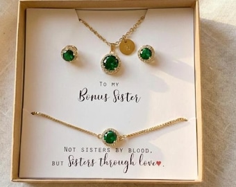 Emerald green Sister by Heart Sister of the Groom Necklace Gift for Sister in Law on Wedding Day Jewelry Groom Sister in Law Bridesmaid Gift