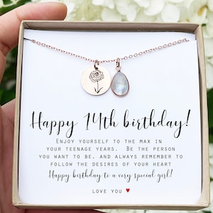 14th birthday girl, 14th birthday gift, fourteenth Birthday Necklace, gift for 14 year old girl gifts, Double Digits Birthday