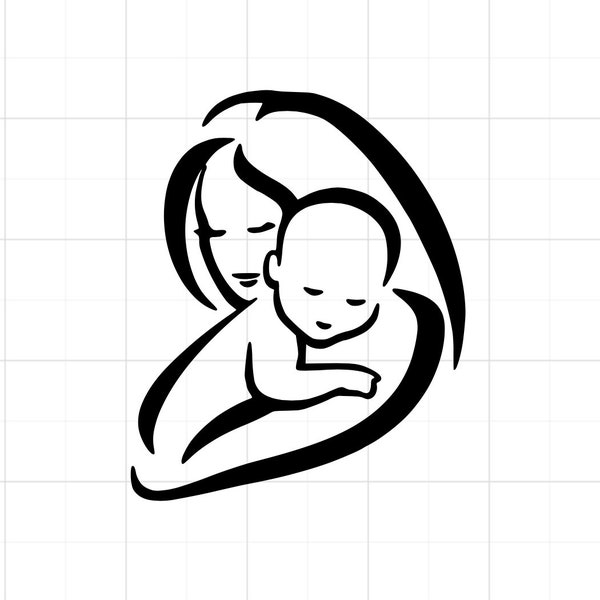 Mom and Baby Silhouette Decal
