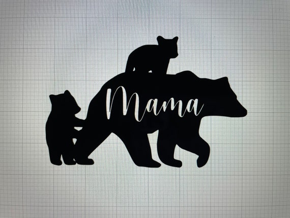 Mama Bear With Two Cubs Vinyl Decal Canada