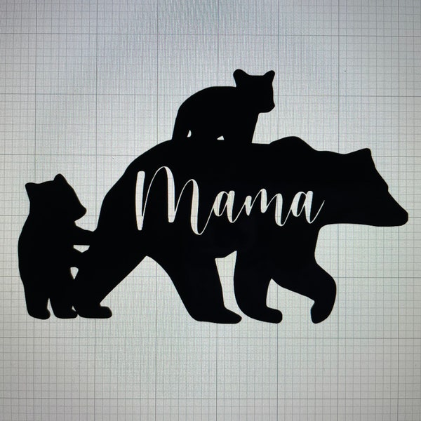 Mama Bear With Two Cubs Vinyl Decal