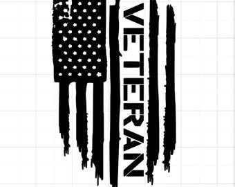 Veteran Tattered American Flag Vinyl Decal