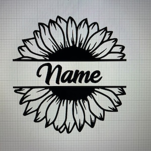 Monogram Name Sunflower Vinyl Decal