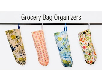 Hanging Grocery Bag Organizers, Cotton  Sewn Plastic Bag Dispenser,Kitchen Organization, Eco-Friendly Reusable Storage, Decor, Holder