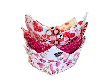 Microwavable Bowl Cozy Large, Cozies, Hot Pad, Soup Bowl Cozy, Fabric Bowl Holder, Kitchen Coaster, Valentines, Reversible, Quilted Cotton
