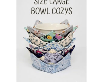 Floral Fabric Bowl Cozy, Reversible Hot Pad, Microwavable Bowl Cozy, Cozies, Soup Bowl, Bowl Holder, Kitchen Coaster, Quilted Bowl, Cotton