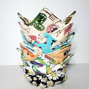 Microwavable Soup Bowl Cozy, Soup Bowl Cozies, Fabric Bowl Holder, Pot Holder, Kitchen Coaster, Ice Cream, You Choose, Quilted Cozys, Gift
