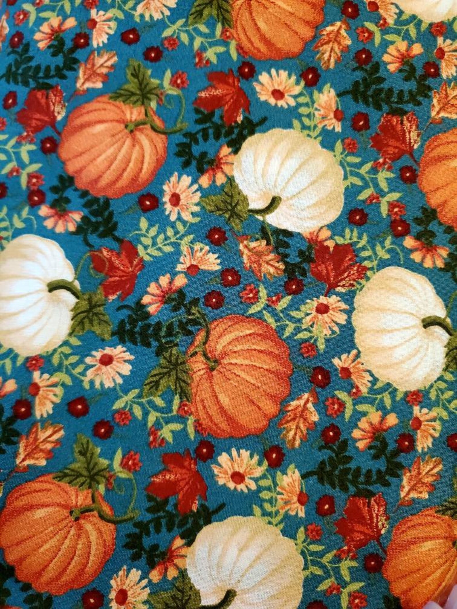 Pumpkin Patch 100 Cotton Fabric/Quilt Fabric/Teal Sewing Etsy