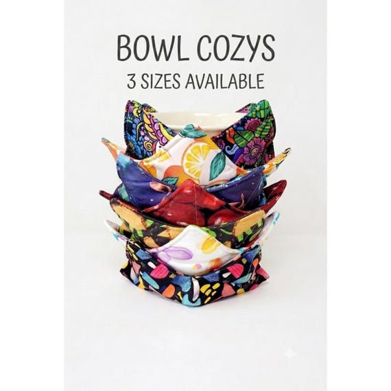 Microwavable Bowl Cozy, Cozies, Hotpad, Soup Bowl Cozy, Fabric Bowl Holder, Kitchen Coaster, Reversible, Custom, Quilted Bowl Holder, Cotton