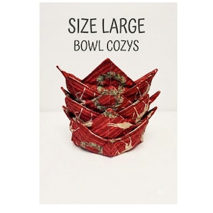Microwavable Bowl Cozy Large, Christmas Cozies, Hot Pad, Soup Bowl Cozy, Fabric Bowl Holder, Kitchen Coaster, Reversible, Quilted Cotton