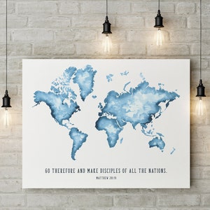 The Great Commission | Matthew 28:19 | Christian printable | Bible verse | Wall decor | Digital Download | Blue