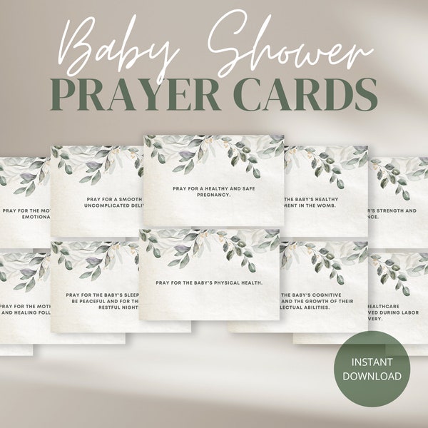 Baby Shower Prayer Cards Instant Digital Download (Set of 24), Baby Shower Activity