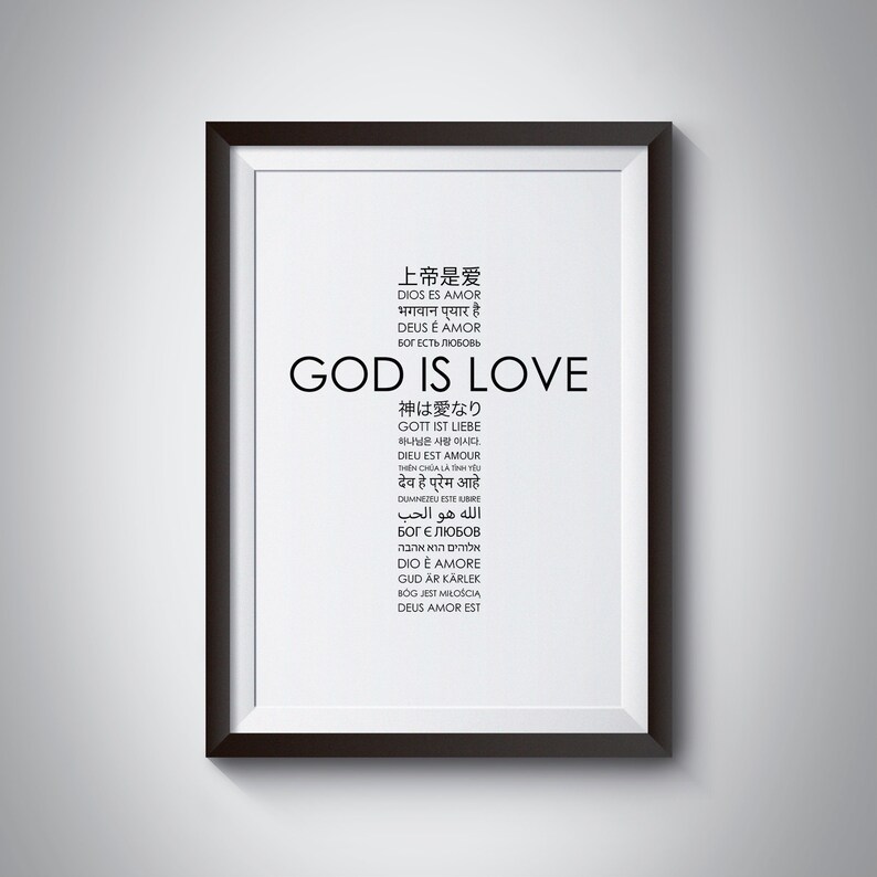 God is Love in 20 Different Languages Christian Printable Bible Verse