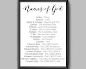 Names of God | Christian printable | Wall decor | Digital Download
