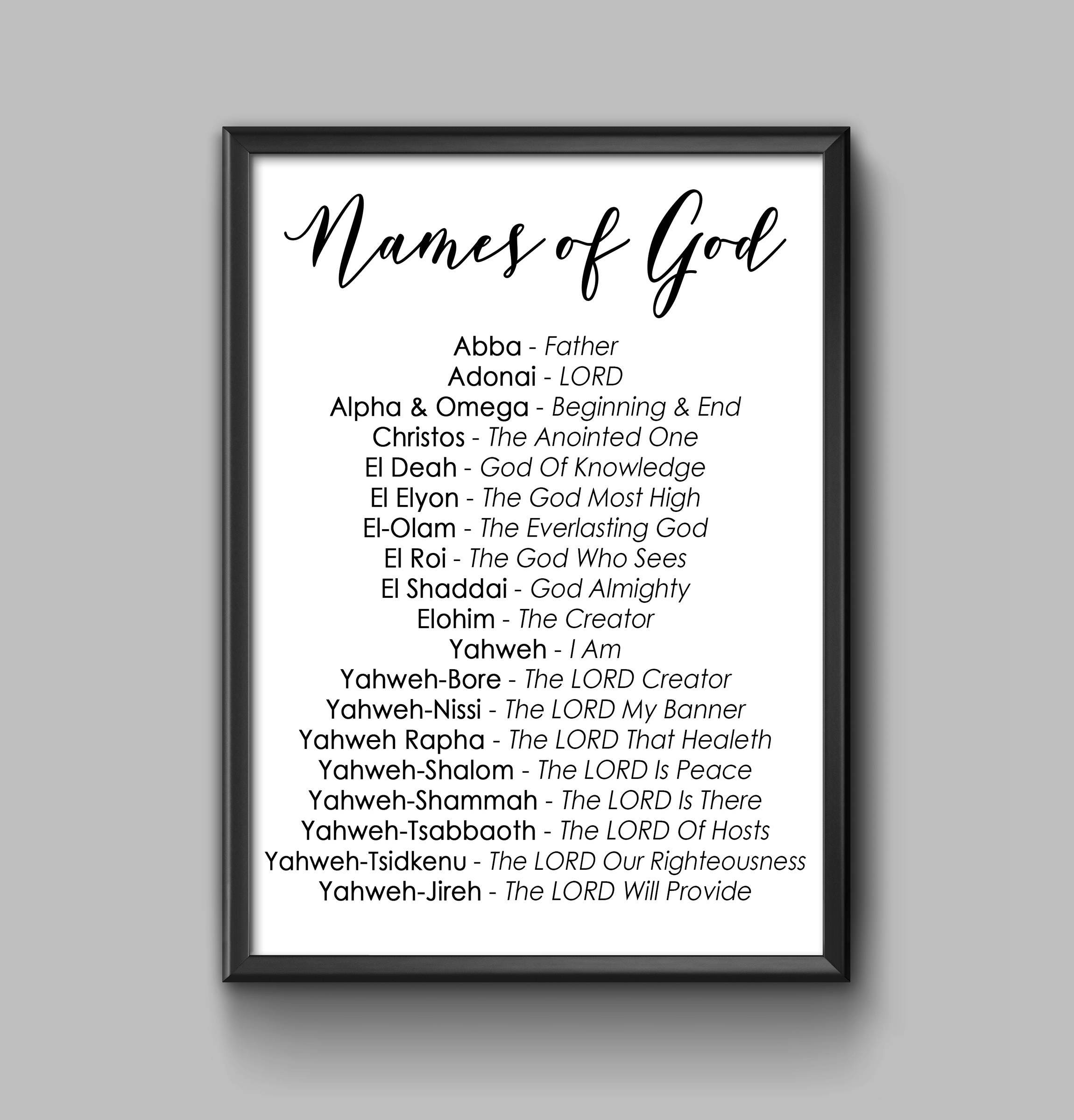 Names of God Christian Printable Wall Decor Digital Etsy