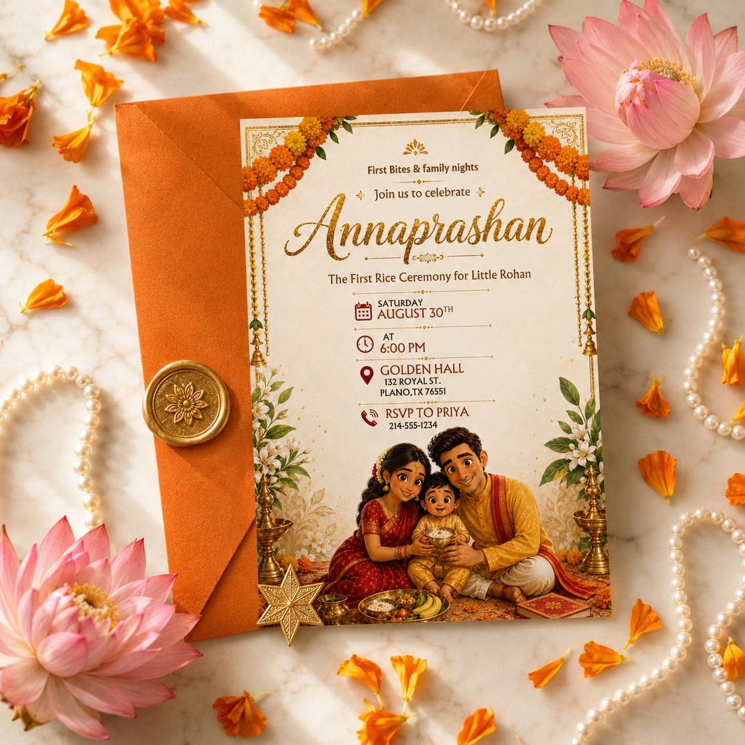 Annaprashan Invitation Template Editable First Rice Ceremony Invite ...