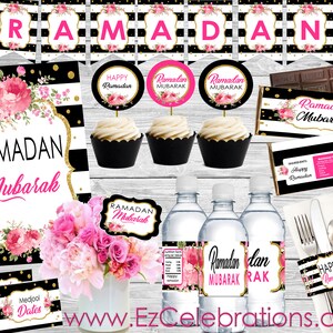 Pink & Gold RAMADAN Decor Kit| Complete Ramadan Decor Party package | Ramadan printable| Ramadan Banner| Ramadan Decorations | Ramadan