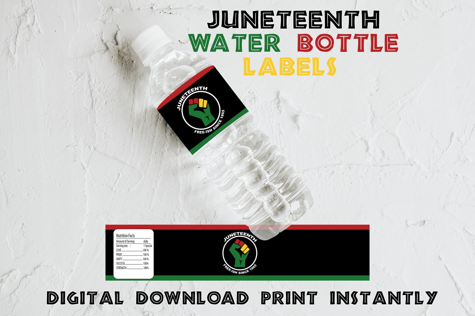 Juneteenth water bottle labels