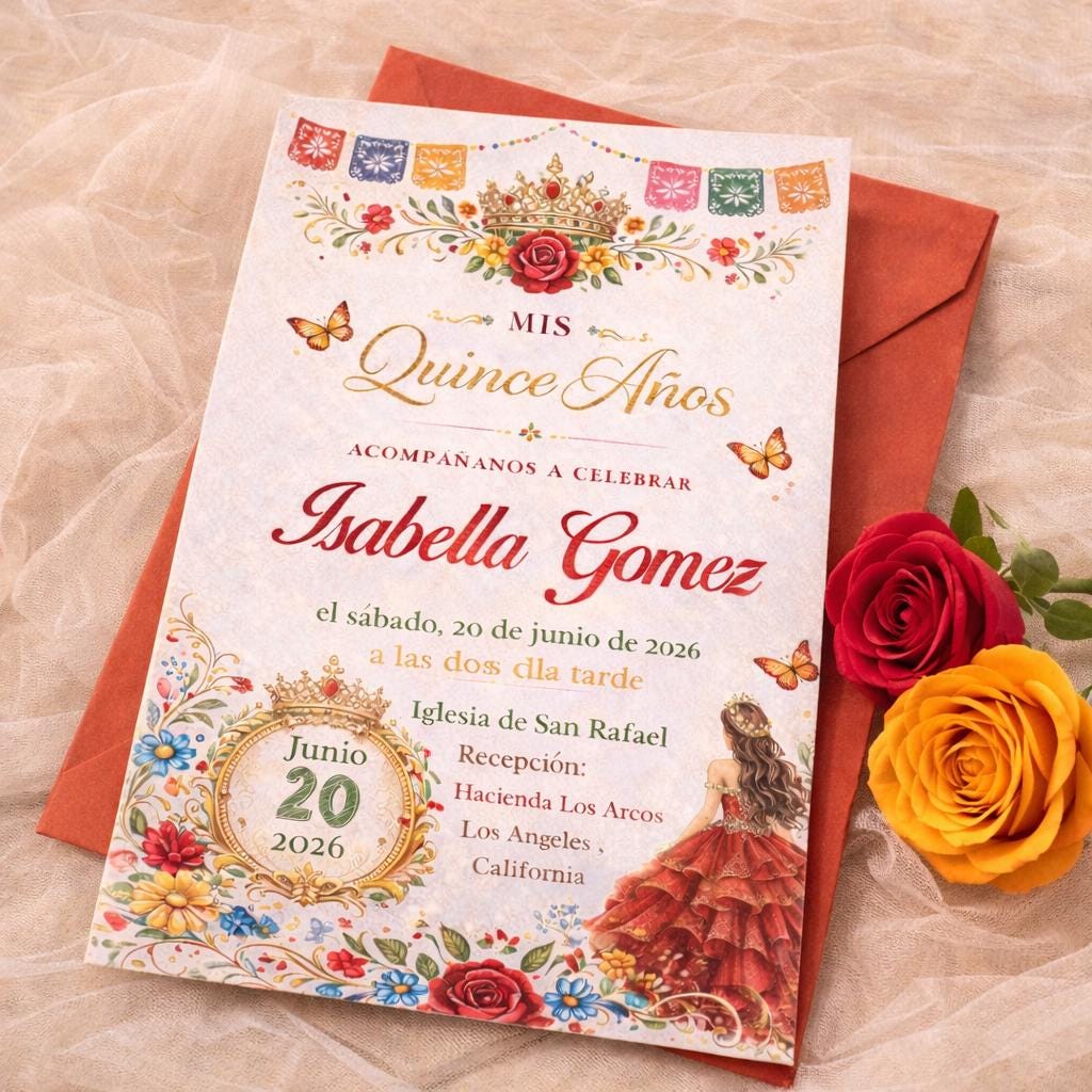 Invitación De Quinceañera En Español | Floral Mexican Quince Años ...
