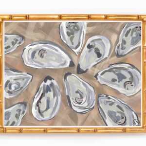 Oysters in Tan Abstract Art Watercolor Print