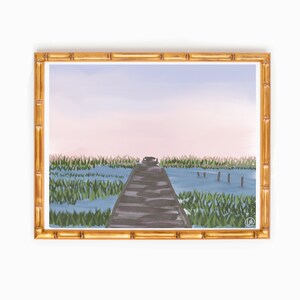 Kust &quot;Dockside&quot; Marsh Art Aquarel Print