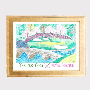 The Masters Amen Corner #13 Watercolor Art Print Augusta National Golf Course