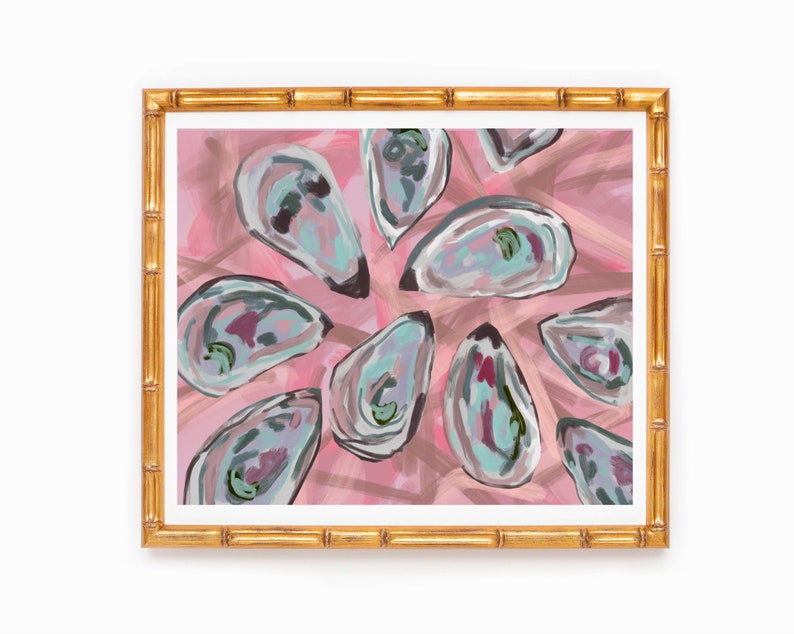 Oysters in Pink Abstract Art Watercolor Print Etsy