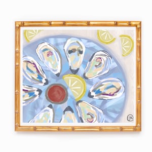 Oysters “Half Shell w/ Lemon” Abstract Art Watercolor Print