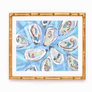 Oysters in Blue Abstract Art Watercolor Print