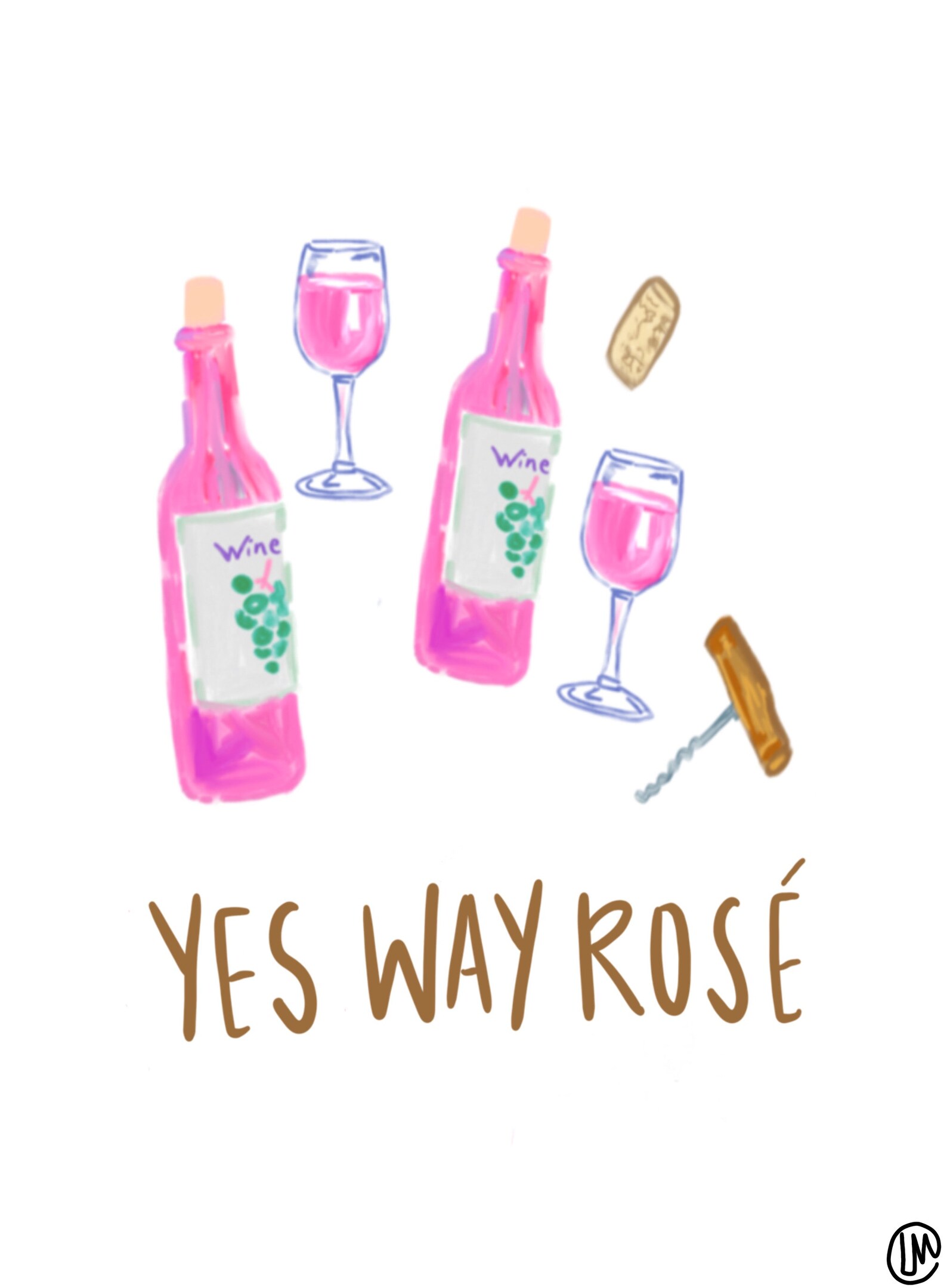 Rose Wine Pun Art Print Etsy