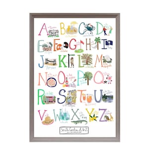 South Carolina A to Z Alphabet Art Watercolor Print