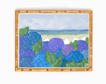 Coastal “Coastal Blues” Hydrangea Art Watercolor Print