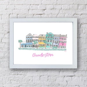 Charleston South Carolina Rainbow Row Watercolor Print