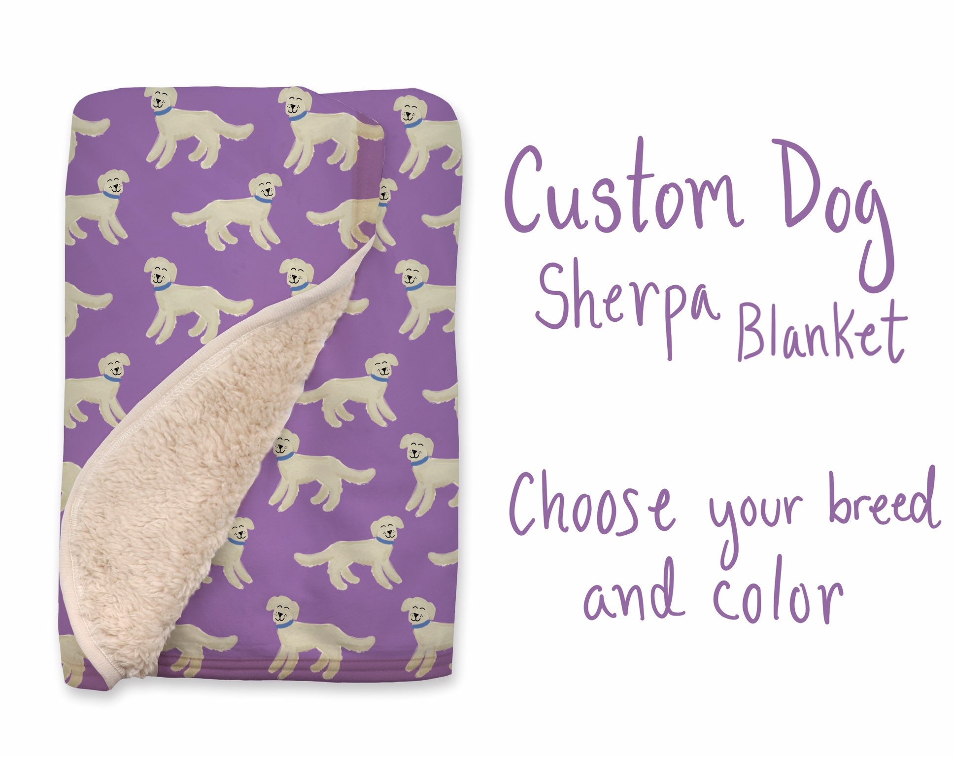 Custom Dog Sherpa Blanket Cozy Several Breeds Etsy