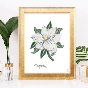 Magnolia Painting Print Southern Blooms