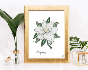 Magnolia Painting Print Southern Blooms