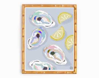 Oysters “Bulls Bay” Abstract Art Watercolor Print