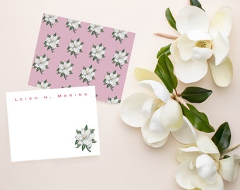 Personalized Stationery Magnolia flowers Notecards Thank You Notes