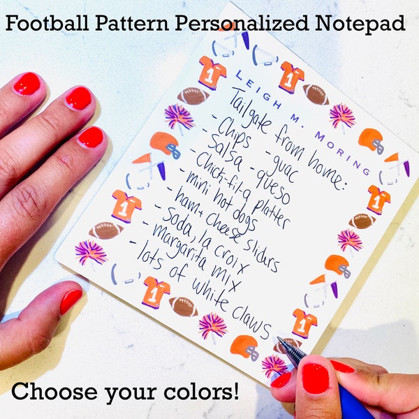 Personalized Notepad: Gameday Football Pattern