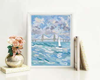 Charleston Harbour Watercolor Print