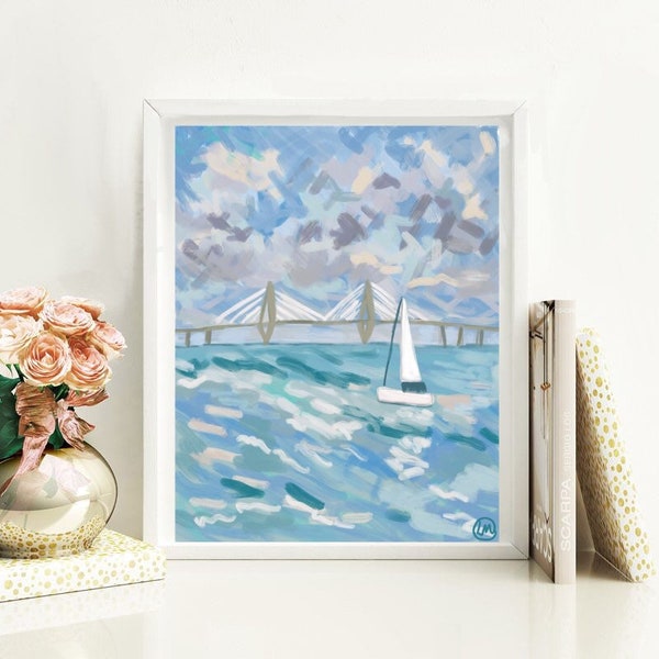 Charleston Harbour Watercolor Print