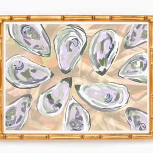 Oysters in Yellow Abstract Art Watercolor Print