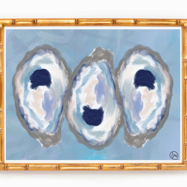 Oysters “Blue Point” Abstract Art Watercolor Print