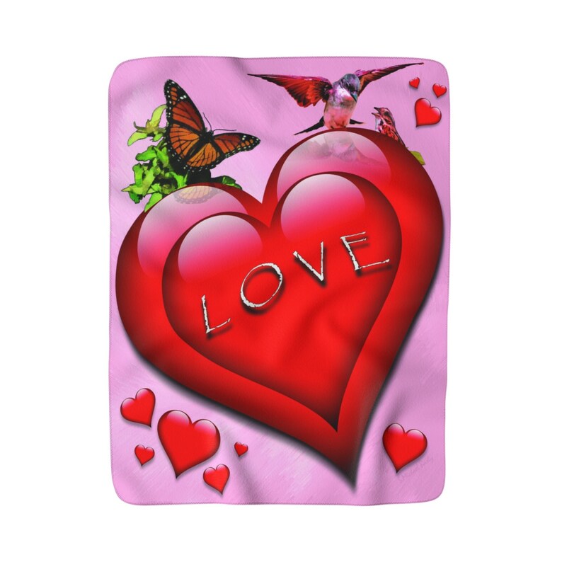 Shipping. Only 47.25 Sherpa Fleece 50X60 Size Printed in U.S.A Loving SENTIMENTAL HEARTS Love Throw Blanket Graphics By S.Michael