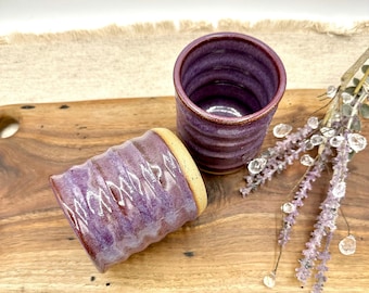 Purple stoneware drinking tumbler/ handmade pottery cups/ ceramic mugs/ CCStoneware/ Tessa Rohde/ speckled pottery/ water glasses