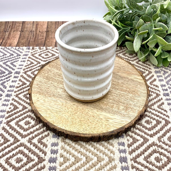 Speckled white stoneware drinking tumblers/ handmade pottery/cups/colonial Collections Stoneware/wheel thrown tumblers/farmhouse style/
