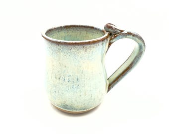Handmade Stoneware Coffee Mug, Stonewash Blue Pottery Cup, Wheel Thrown Drinkware